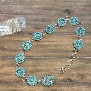 NEW Turquoise and Silver Women's Belt 44in long